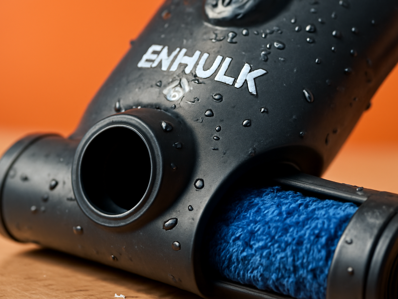 ENHULK pool vacuum intake port and brush roller in extreme close-up with water droplets