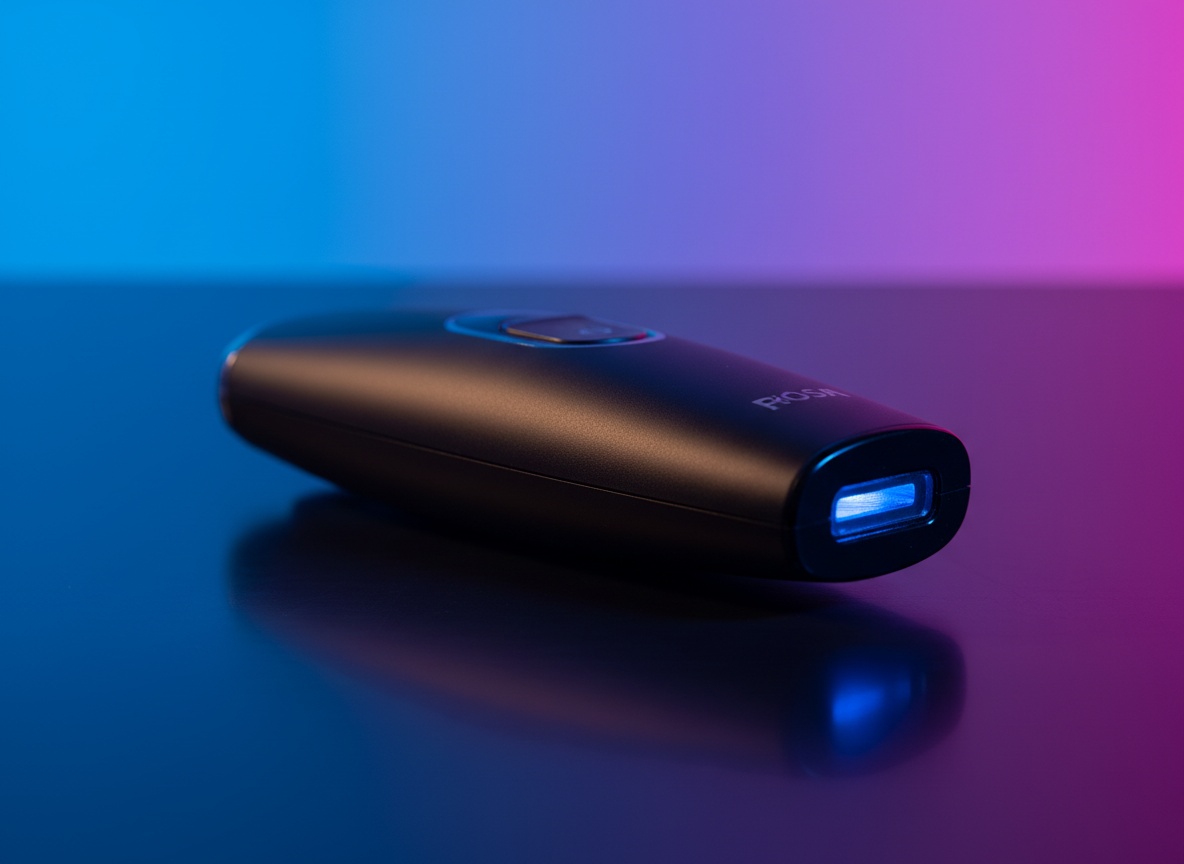Macro close-up of nose hair trimmer rotating head with metal blades and nozzle detail