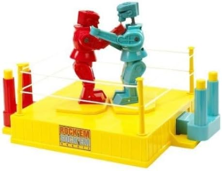 Red Rock Em Sock Em Robot's fist in extreme close-up, showing spring mechanism and metallic details