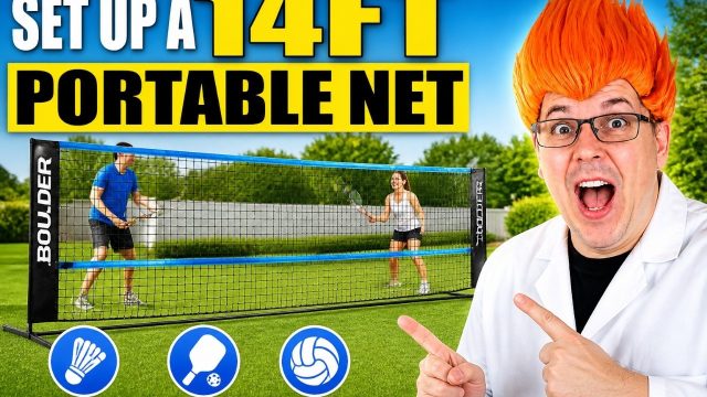 Boulder 14ft Portable Badminton Pickleball Net Setup