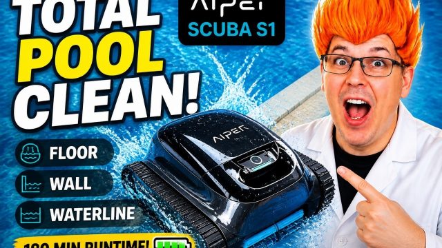robotic pool vacuum for algae: Aiper Scuba S1 Robotic Pool Cleaner shown in my hands-on review