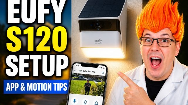 eufy Solar Wall Light Cam S120: eufy Solar Wall Light Cam S120 shown in my hands-on review