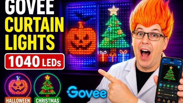 outdoor Halloween curtain lights: Govee Smart Curtain Lights 2, 1040 LEDs shown in my hands-on review